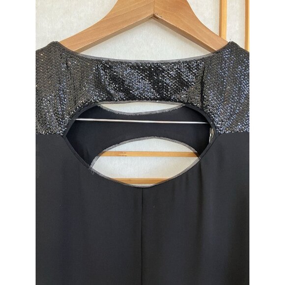 BCBGMaxAzria Bianca Top Black Chiffon & Sequined Eyelet, Blouse XXSmall - Picture 8 of 13